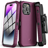 MyBat Pro Maverick Series Case with Holster and Tempered Glass for Apple iPhone 14 Pro